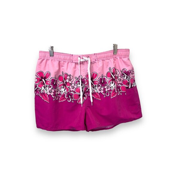 Big Dogs Mens Pink Floral Logo Mascot Unlined Board Short Swim Trunks X Large - Picture 1 of 8